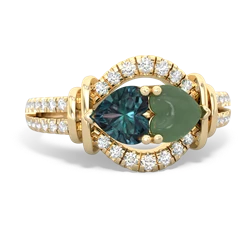 Alexandrite Art-Deco Keepsake 14K Yellow Gold ring R5630