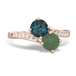 Alexandrite Channel Set Two Stone 14K Rose Gold ring R5303