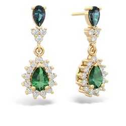 Alexandrite Halo Pear Dangle 14K Yellow Gold earrings E1882