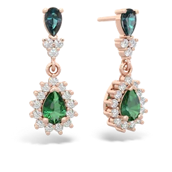 Alexandrite Halo Pear Dangle 14K Rose Gold earrings E1882