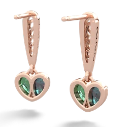 Alexandrite Filligree Heart 14K Rose Gold earrings E5070