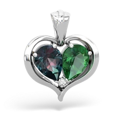 Alexandrite Two Become One 14K White Gold pendant P5330