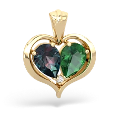 Alexandrite Two Become One 14K Yellow Gold pendant P5330