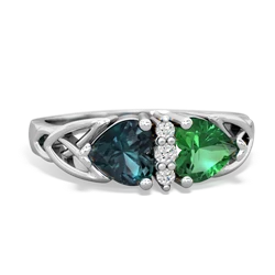 Alexandrite Celtic Knot Double Heart 14K White Gold ring R5040