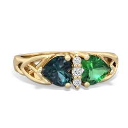 Alexandrite Celtic Knot Double Heart 14K Yellow Gold ring R5040