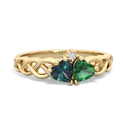 Alexandrite Heart To Heart Braid 14K Yellow Gold ring R5870