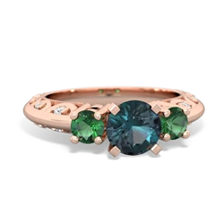 Alexandrite Art Deco Eternal Embrace Engagement 14K Rose Gold ring C2003