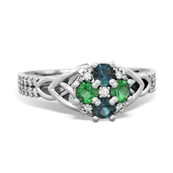 Alexandrite Celtic Knot Cluster Engagement 14K White Gold ring R26443RD