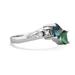 Alexandrite Snuggling Hearts 14K White Gold ring R2178