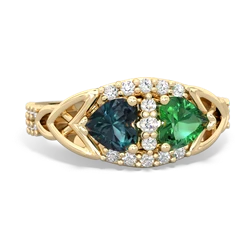 Alexandrite Sparkling Celtic Knot 14K Yellow Gold ring R2645