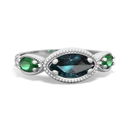 Alexandrite Milgrain Marquise 14K White Gold ring R5700