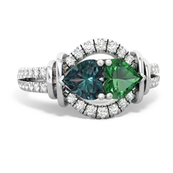 Alexandrite Art-Deco Keepsake 14K White Gold ring R5630