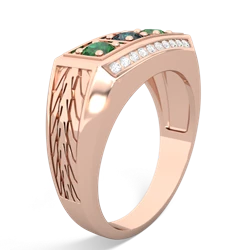 Alexandrite Three Stone Tire Tread Men's 14K Rose Gold ring R0520