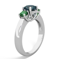 Alexandrite Three Stone Round Trellis 14K White Gold ring R4018