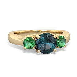 Alexandrite Three Stone Round Trellis 14K Yellow Gold ring R4018