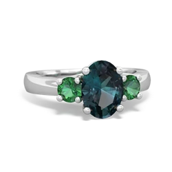 Alexandrite Three Stone Oval Trellis 14K White Gold ring R4024