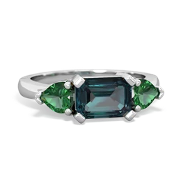 Alexandrite Three Stone 14K White Gold ring R5235