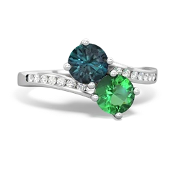 Alexandrite Channel Set Two Stone 14K White Gold ring R5303