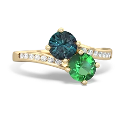 Alexandrite Channel Set Two Stone 14K Yellow Gold ring R5303