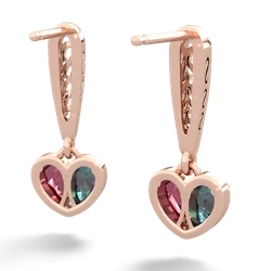 Alexandrite Filligree Heart 14K Rose Gold earrings E5070