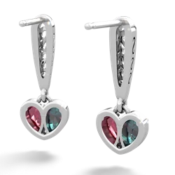 Alexandrite Filligree Heart 14K White Gold earrings E5070