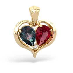 Alexandrite Two Become One 14K Yellow Gold pendant P5330