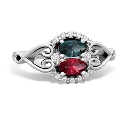 Alexandrite Love Nest 14K White Gold ring R5860