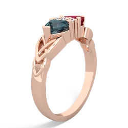 Alexandrite Celtic Knot Double Heart 14K Rose Gold ring R5040