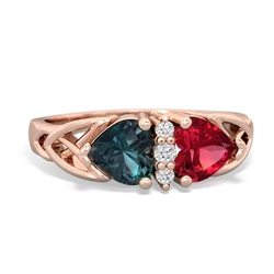 Alexandrite Celtic Knot Double Heart 14K Rose Gold ring R5040