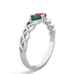 Alexandrite Heart To Heart Braid 14K White Gold ring R5870