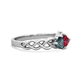 Alexandrite Heart To Heart Braid 14K White Gold ring R5870