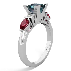 Alexandrite 6Mm Princess Eternal Embrace Engagement 14K White Gold ring C2002