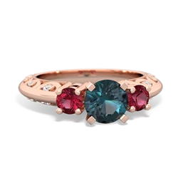 Alexandrite Art Deco Eternal Embrace Engagement 14K Rose Gold ring C2003