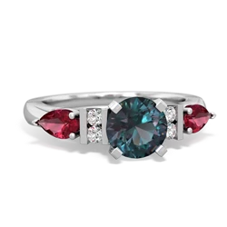 Alexandrite 6Mm Round Eternal Embrace Engagement 14K White Gold ring R2005