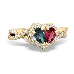 Alexandrite Diamond Twist 'One Heart' 14K Yellow Gold ring R2640HRT