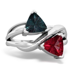 Alexandrite Split Band Swirl 14K White Gold ring R2341