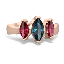 Alexandrite Three Peeks 14K Rose Gold ring R2433