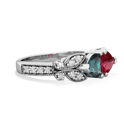 Alexandrite Diamond Butterflies 14K White Gold ring R5601