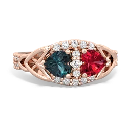 Alexandrite Sparkling Celtic Knot 14K Rose Gold ring R2645