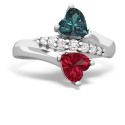 Alexandrite Heart To Heart 14K White Gold ring R2064