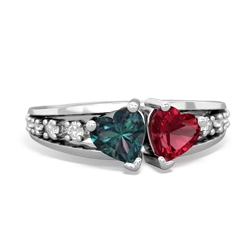 Alexandrite Heart To Heart 14K White Gold ring R3342