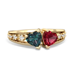 Alexandrite Heart To Heart 14K Yellow Gold ring R3342