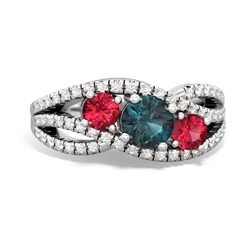 Alexandrite Three Stone Aurora 14K White Gold ring R3080