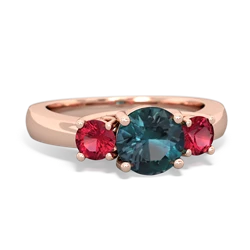 Alexandrite Three Stone Round Trellis 14K Rose Gold ring R4018