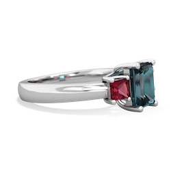 Alexandrite Three Stone Emerald-Cut Trellis 14K White Gold ring R4021