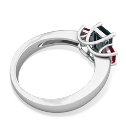 Alexandrite Three Stone Emerald-Cut Trellis 14K White Gold ring R4021