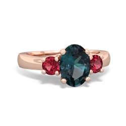 Alexandrite Three Stone Oval Trellis 14K Rose Gold ring R4024