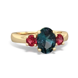 Alexandrite Three Stone Oval Trellis 14K Yellow Gold ring R4024