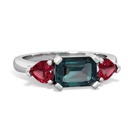 Alexandrite Three Stone 14K White Gold ring R5235