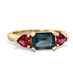 Alexandrite Three Stone 14K Yellow Gold ring R5235